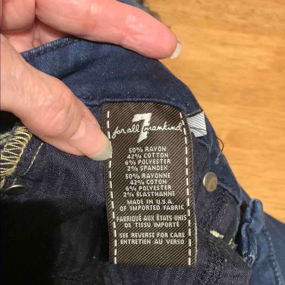 7 For All Mankind Blue Straight Leg Jeans with Classic Indigo Wash